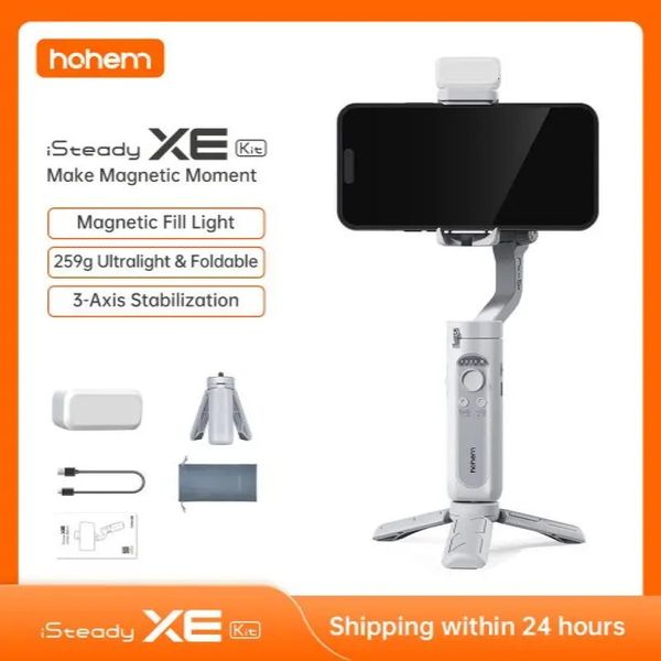 Hohem isteady xe kit smartphone gimbal a 3 assi stabilizzatore per telefono per telefono Tripode di selfie stick con video leggero magnetico Scatto video 240410