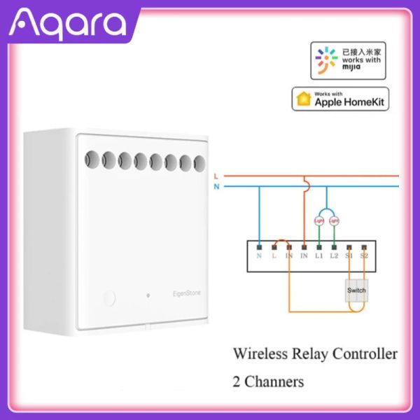 Produtos Original Mijia Aqara Twoway Control Module Controlador de relé sem fio 2 canais funcionam para Mijia App and Home Kit