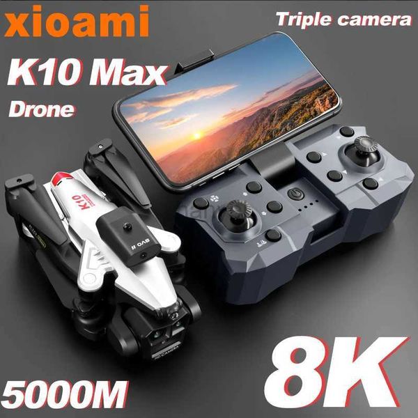 Drones para K10 Max Drone 8k Professinal Três câmera Motor sem escova Aerial não tripulada com função de posicionamento de fluxo óptico 240416