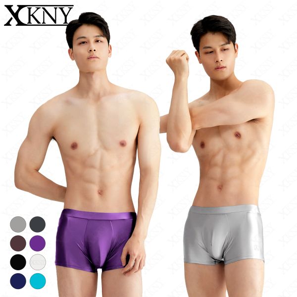 Shorts Xkly Satin Glossy Männer zu unterdügen glatte Boxer Shorts ölige glänzende Yoga laufen Sportswear Seidenhochelastizitätshorts