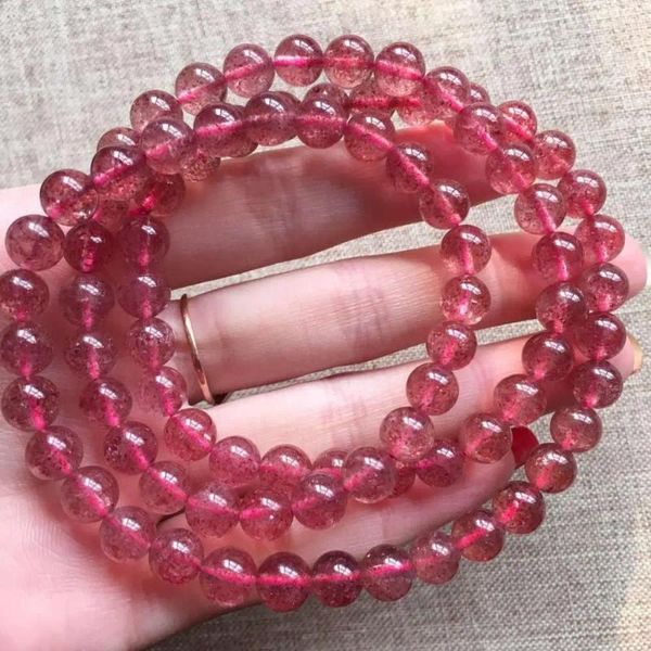 Strand Natural Red Strawberry Quartz 108 perline bracciale 6mm