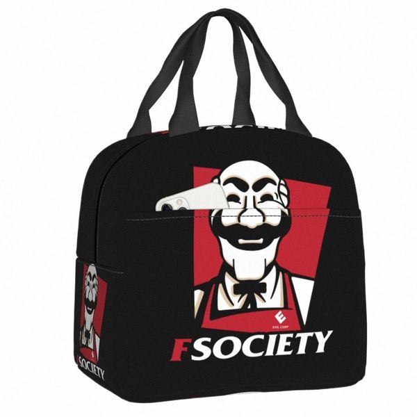 MR ROBOT FSOCiety Lanchet Box Impermeável Limpa de lancheira com alimentos térmicos isolados para mulheres Picnic Reuting Sacos de sacolas N936#