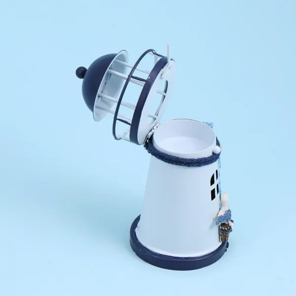 Titulares de vela Lighthouse Holder Iron Candlestick Table tealight Decor de praia náutica Figuras centrais peças marinhas desktop marítimo