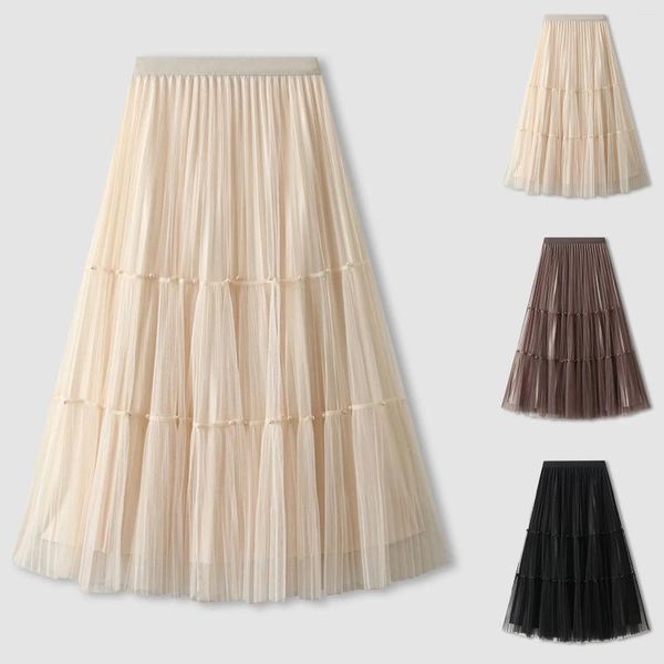 SKIRTS RAFFIA TABELA MAIL FILHA FILDA UMA LINHA PLEAGED LONGO TUTU RUFLY MASH MESH VINTAGE CHIFFON High Metallic Fringe