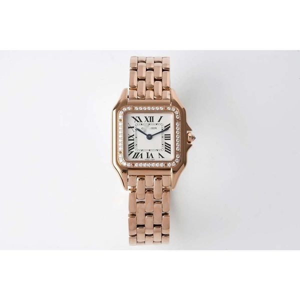 Дорогие пантерные часы розового золота наблюдают за женщинами 1; 1 Алмазовая рамка Womenwatch 5A Высококачественный швейцарский кварц UHR Ladies Relojes Arabic Dial Montre Original 6mm.