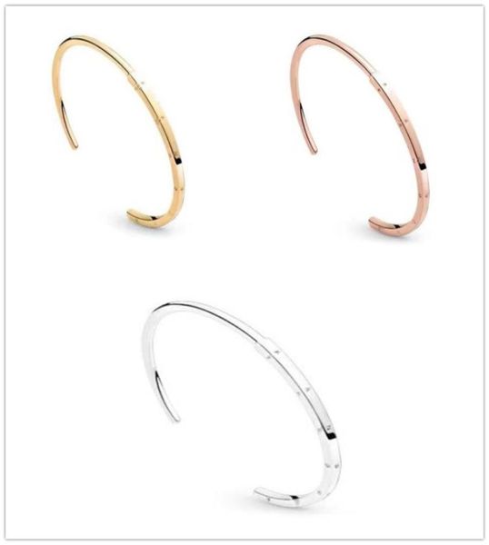 AUTENTICO 925 Bracciale in argento sterling in oro rosa in oro vegegnino da donna in forma fitta per talloni per tallone gioielli di moda fai -da -te p5282191