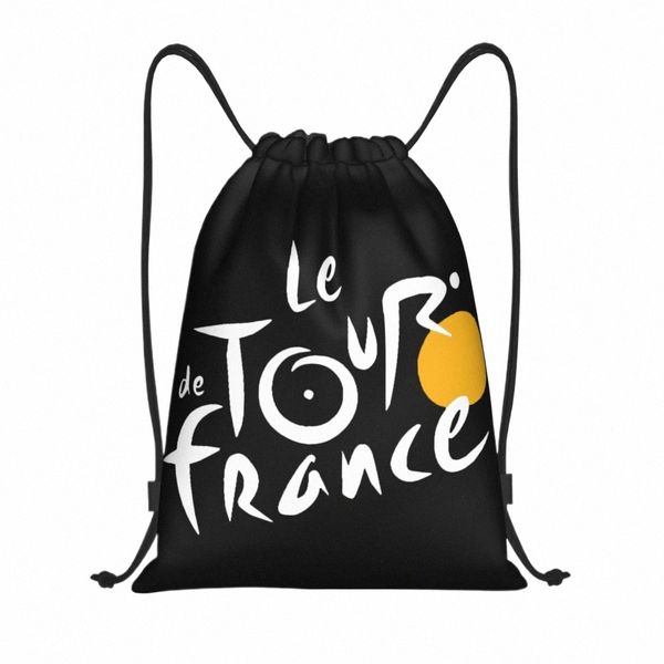 Custom Le Tour The France Pranchestring Backpack Bags Men Mulheres Mulheres leves Sacos de Sackpack de Bicicleta Francesa para Yoga D9ho#