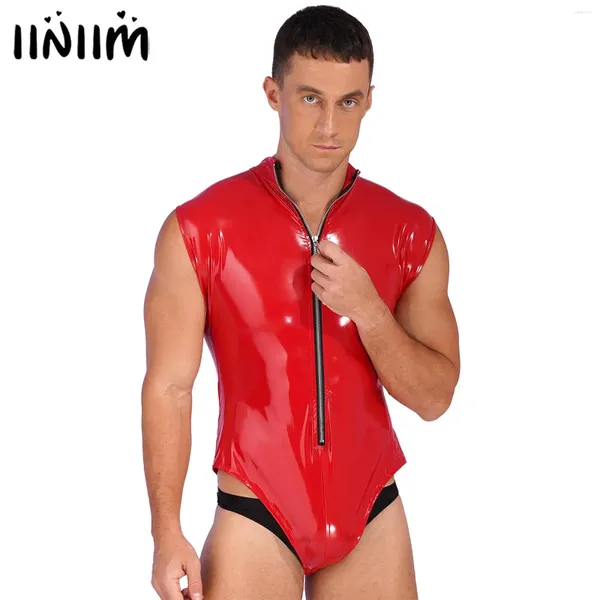 Da bagno da bagno da bagno in pelle besuita in pelle per uomo con cerniera con cerniera in lattice tops club abbigliamento glossy pezzetto collare collare cootard catsuit