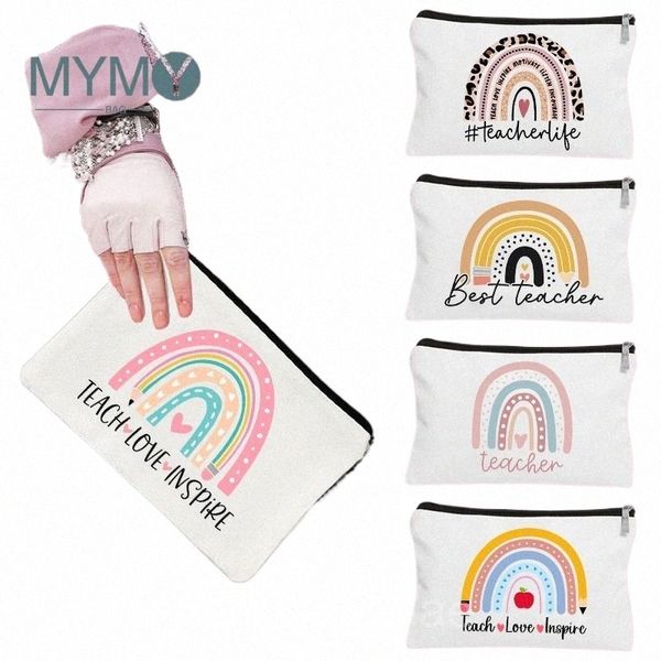 Insegna Love Inspire Rainbow COSMETIC BASS con sacchetti per trucco portatili con cerniera con cerniera Casua da bagno Casualmente Borsa di stoccaggio borsetto E0SV#