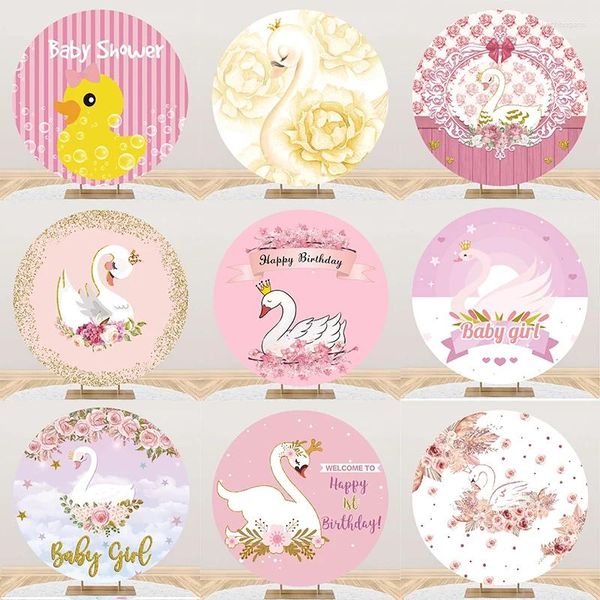 Decorazione per la decorazione Elasticità rotonda Swan Gold Crown Babyshower Decorazioni di compleanno sullo sfondo personalizzato Cover per bambini