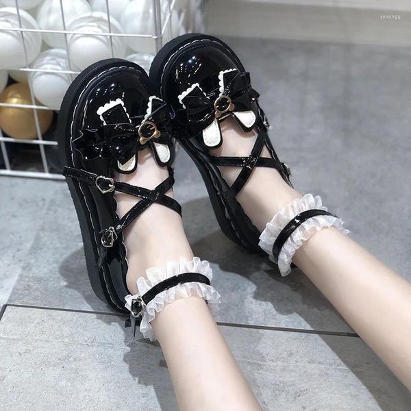 Scarpe vestito kawaii animale arco d'orecchio giapponese lolita femminile loli adorabile principessa pizzo rotonda testa cos studentessa dolce ragazza jk carino