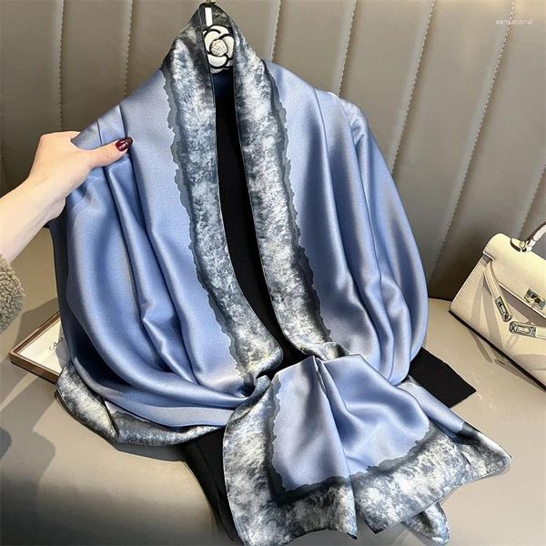 Schals Sommer Seidenschal Frauen modische Qualität weicher weiblicher Schals Foulard Bandana Strand Cover-ups Wraps 2024