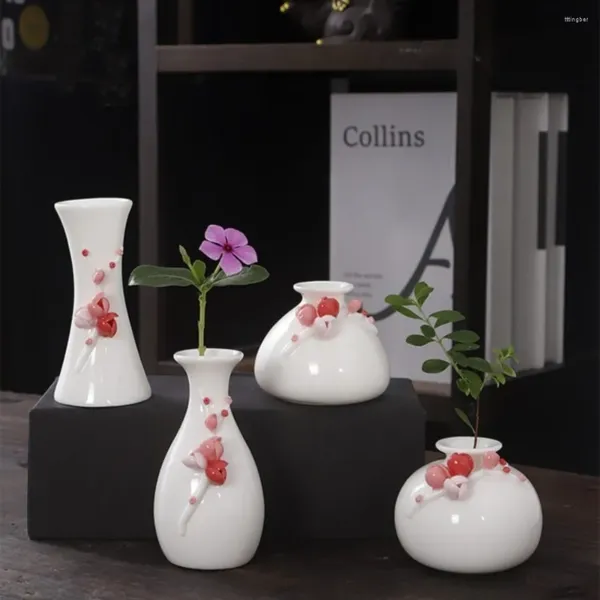 Vasos feitos à mão Mini hidropônico de flor de cerâmica Decorações de fragrâncias secas