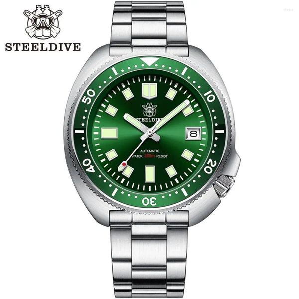 Наручительные часы Steeldive SD1970 Мужские дайвинг -часы Men's NH35 Механическое движение Sapphire Super Bule светящаяся нержавеющая сталь часы