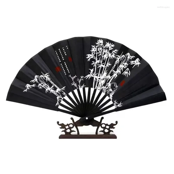 Estatuetas decorativas de seda ventilador de seda ventilador bambu dobrável partido portátil portátil cosplay dobra fãs vintage homens drama presente abanico