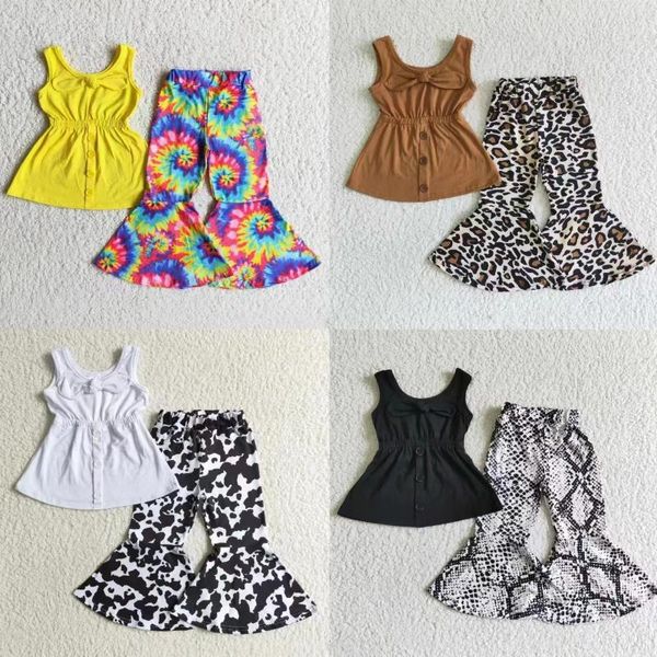 Roupas Conjuntos de roupas Infantil Infantil, menina de algodão mangas túnicas de túnica de sino calça de sino na primavera no outono infantil