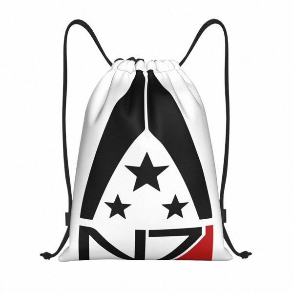 Mass Effect N7 Draw String Rucksack Frauen Männer Fitnessstudio Sport Sackpack tragbare Allianz Military Video Game Shop Tasche Sack B5yl#