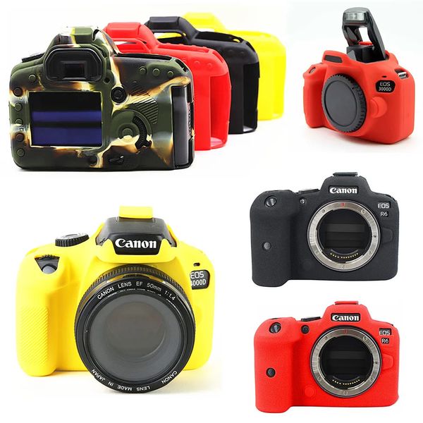 Capa de capa de pele de silicone bolsa de câmera DSLR para R8 R10 R6 R7 M50 90D 60D 800D 1300D 6D2 5D 6D Mark II 5dii 5d2 T7i T6 T8i 240418