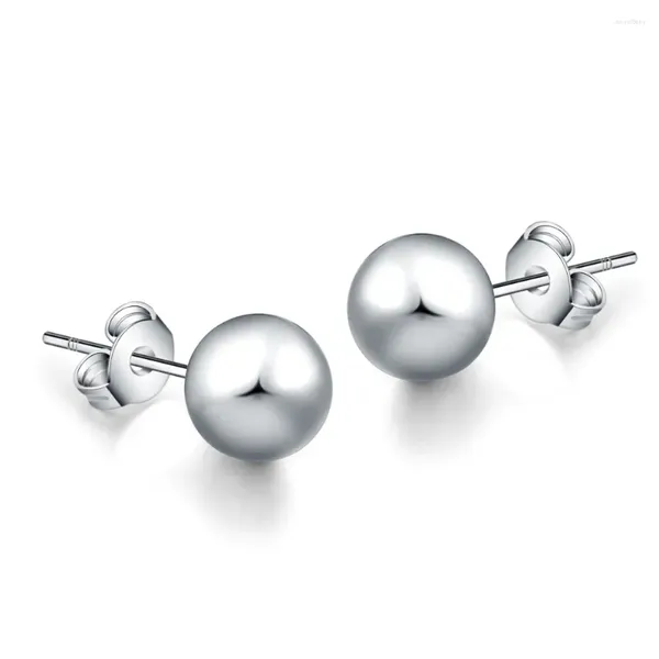 Orecchini per borchie di alta qualità 925 gioielli in argento sterling Donne a sfera rotonda Orecchie di fidanzamento del matrimonio 6 mm/8 mm/10 mm