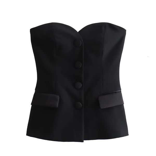 Traf Satin Bustier Top Woman Corset Crop Top Women Sexy Worteless Tube Tops for Women Off Off a spalla Tops canotte femminile 240408