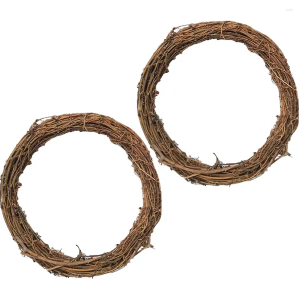 Fiori decorativi 2 pezzi Ghirlanda di ghirlanda di terra Ghirlanda che produce anelli rattan materiale fai da te cornici rotondi cornici di natale da sogno cerchio