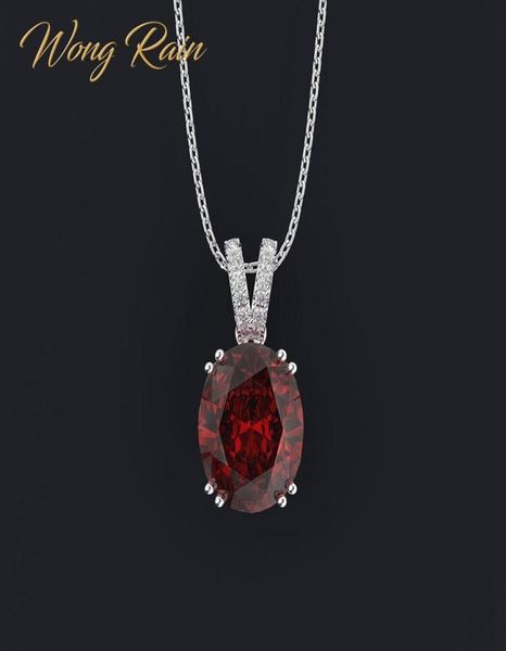 Wong Rain Vintage 100 925 Серебряное серебро создано молисанитовое рубиновое сапфировое цитрин драгоценный подвесной ожерелье