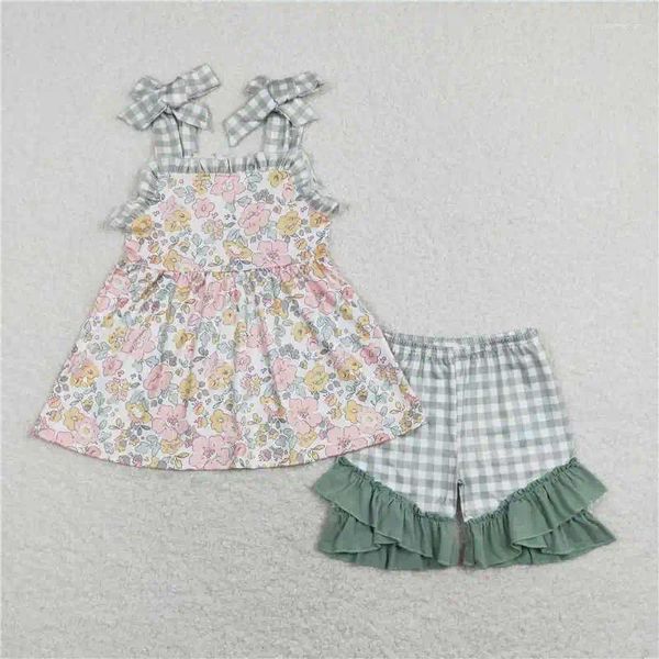 Giyim Setleri Toddler Yaz Bebek Kız Bebekler Çiçek Kıyafetleri Çırpın Ses Kılıflar En İyi Şort Çocukları Butik Çocuk Giysileri