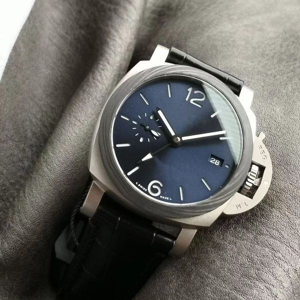 Vs fábrica relógio de alta qualidade PAM01279 Assista a estojo de titânio Strap blue tan Blue bo.p.9010 Movimento mecânico automático 42mm