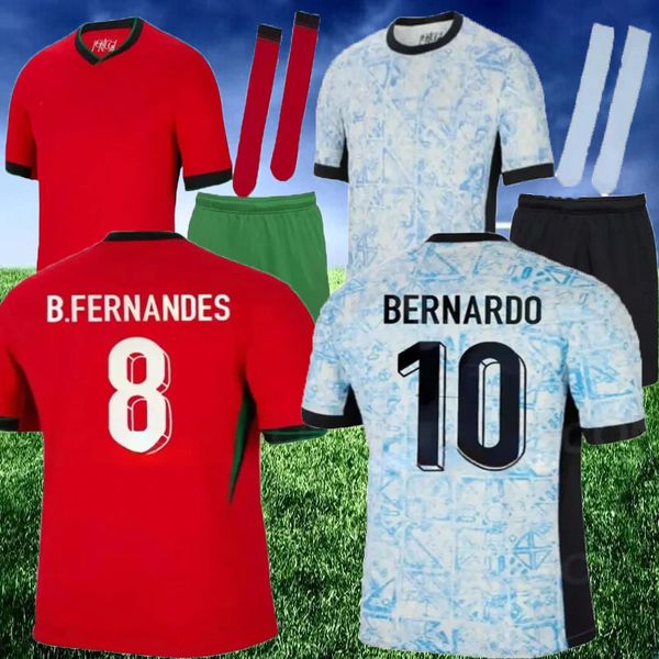 24 25 Portogallo B.Fernandes Maglie da calcio Nazionale 24 Bruno Fernandes Joao Felix Ronaldo Bernardo Diogo J. Joao Cancelo Football Kits