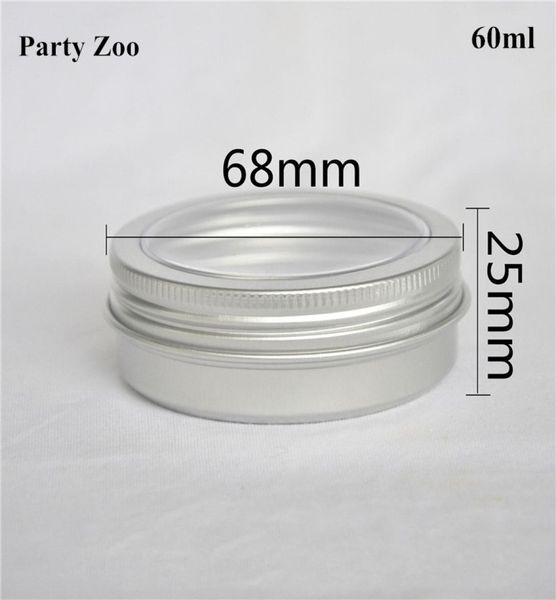 60 ml Aluminium -Box -Packung Dosen 60 g Finger Spinner Container Kosmetikcremes Glas mit Fenster Cap7211035