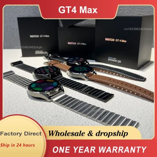 Relógios GT4 Max Smart Watch Men Dualcore High Brush Screen Bluetooth CHAMADO sem fio carregador NFC GPS Tracker Smartwatch Smartwatch à prova d'água