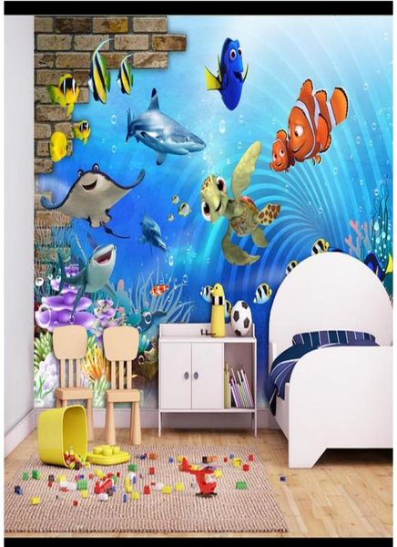 Murais de parede 3D personalizados papel de parede 3D PO WALLPAPER MURALS 3D Subaquinho World Children039S Papéis de parede de fundo dos desenhos animados da sala 3496564