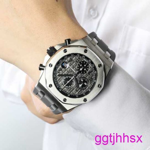 Excitador relógio de pulso AP 26470 Elefante cinza Royal Oak Offshore 42 calendário de calendário Automático Aço de aço mecânico de aço