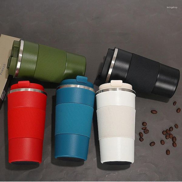 Mughe 380/510 ml Tumbler caffè 304 Acciaio inossidabile Termosi per auto portatile tazza di acqua a doppio strato con custodia in silicone