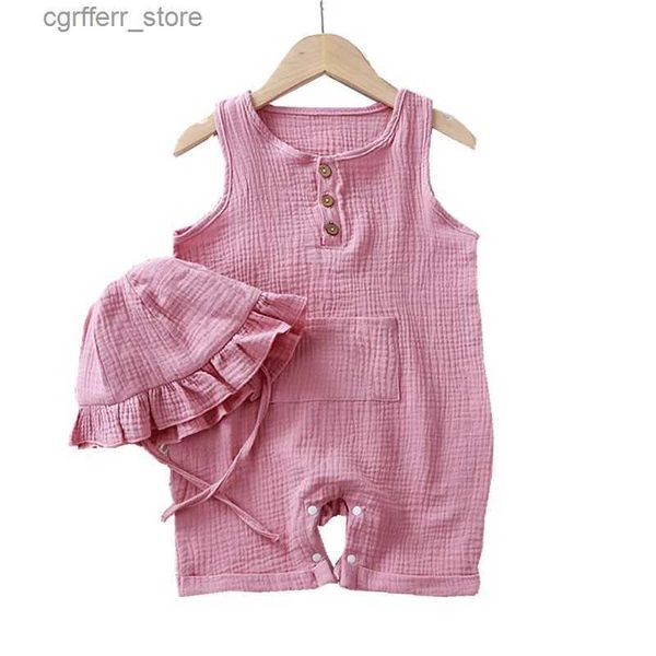 ROMPERS Baby Boys Girls Kleidung+ Hüte Neugeborenes Sommer Strampler Kind Baumwolle Kurzarm Jumpsuit 0-24 Monat L410