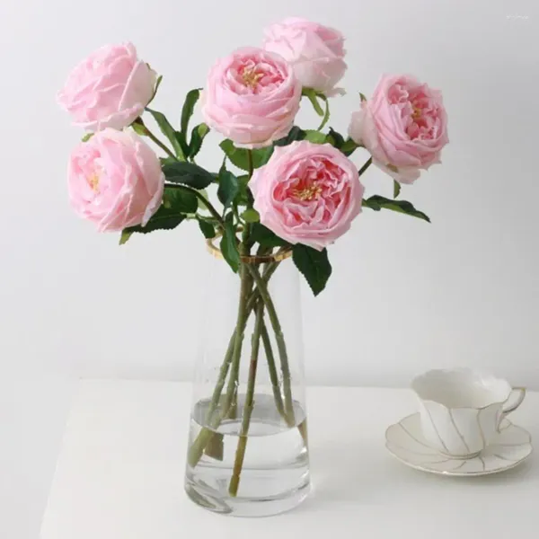 Fiori decorativi fiore artificiale resistenti alle foglie verdi realistiche resistenti al tempo Disposizione floreale Rosa per seta finta da giardino