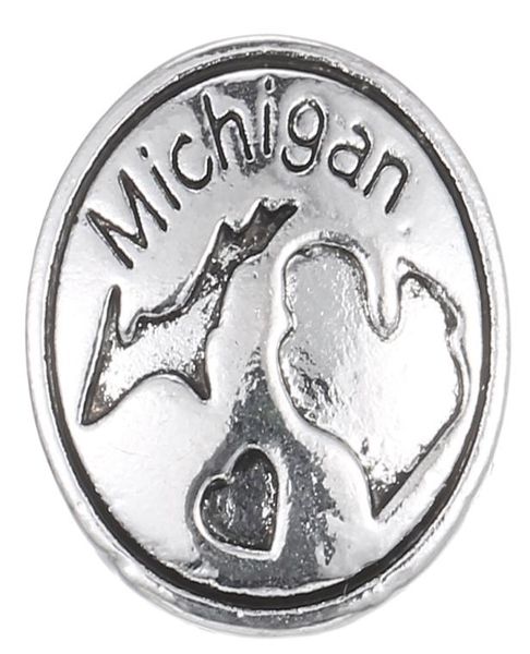 10pcslot 2017 Silver Michigan Snap Buttons Snap 18mm Charms Jewelry Snap para bracelets de prata DIY SLATER3012994