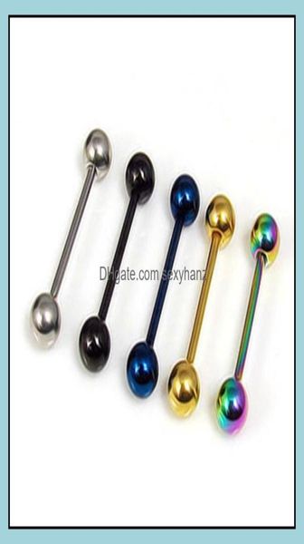 Anelli per lingua gioielli per il corpo 316L Piercing in acciaio inossidabile per le donne per piercing a sfera di metallo lucido bar carino dzrse9447005