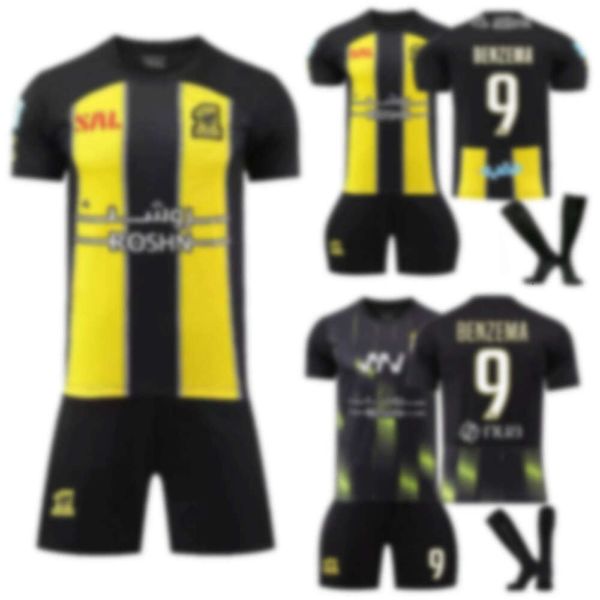 2324 Suudi Jiddah United 9 Benzema Jersey Yetişkin ve Çocuk Spor giyim Seti