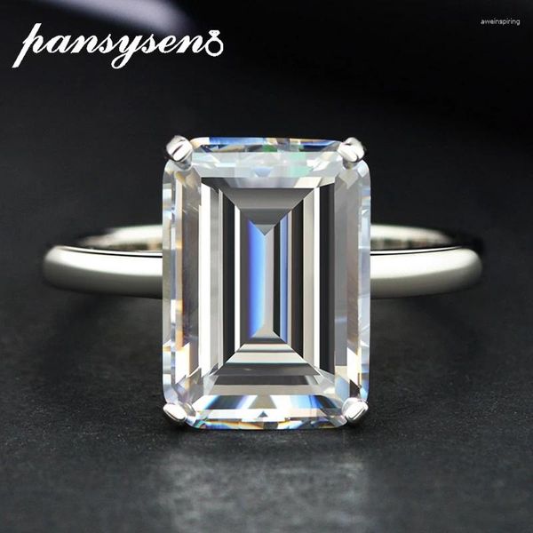 Rings de cluster pansysen romântico 925 prata esterlina cut rosa branco amarelo alto carbono diamante noivado de casamento jóias finas jóias