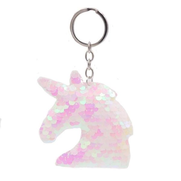 Linda Unicorn Keychain Glitter pompom lantejas -chave Presentes de anel para femininos para mulheres Acessórios para bolsas de carro de casamento Chave Chain250W