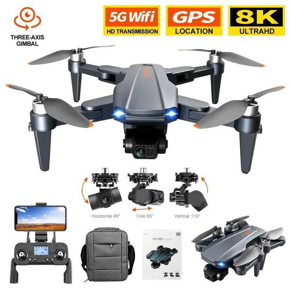 Drohnen Neue RG106 FPV Drohne GPS Drone 8K Professionelle Dual -Kamera Faltbare Luftfotografie vier Achsen Flugzeugspielzeuggeschenk Dron 240416