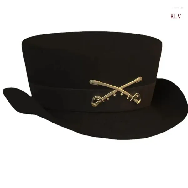Boinas vintage Fedora Top Hat Victorian Age preto curto mago ocidental para meninos adultos Cap lã