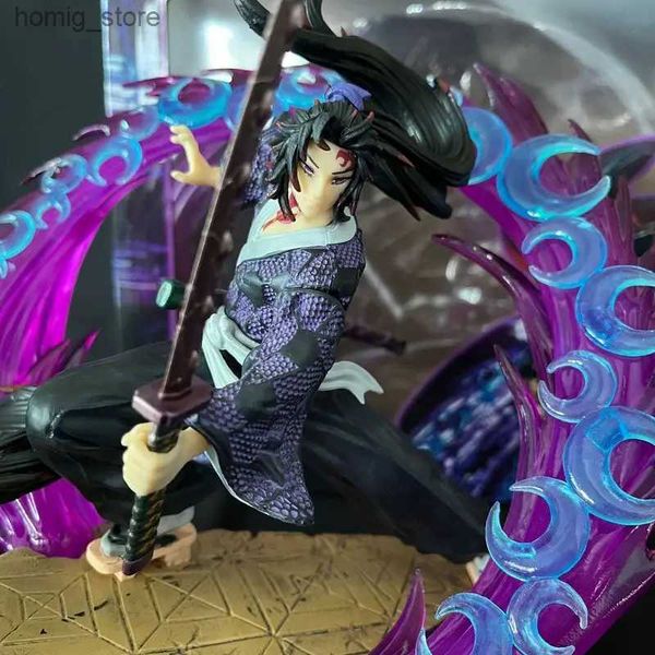 Figuras de brinquedos de ação Demon Slayer Kimetsu No Yaiba Anime Kokushibo Tsugikuni Yoriichi Figura com LED Light PVC Material Figurina Estátua Toys Y240415