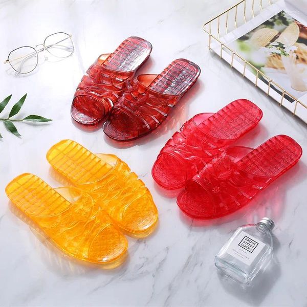 Pantofole sandali casual antiskid deodorante cristallo trasparente plastica di plastica ad alto tallone