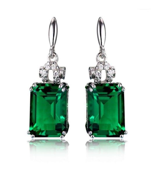 Gümüş Renk 925 Emerald Takı Küpe Kadınlar İçin Peridot Mistik Jade Taş Garnet Emerald Drop Küpeler Kadın19703532