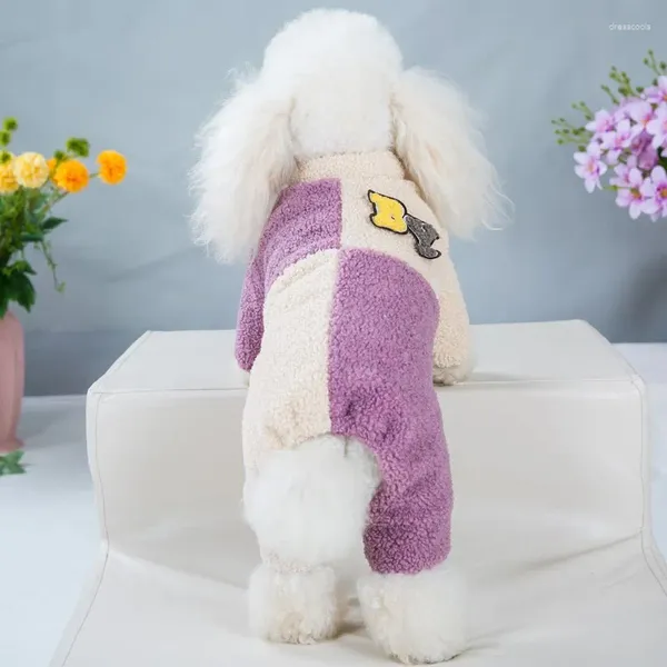 Hundebekleidung Winter Haustier Hunde Kleidung verdickt war warmes Spleißen Polyester Sherpa Kleidung Jumpsuit Standkragen für Pudelkatze Kostüme