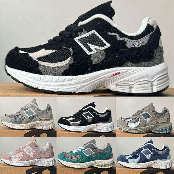 2002r Kids Running Sapath Shoes Linen With Slate de concreto Camono cinza 2002r Designe Castlerock New Spruce Magnet Shadow Grey Classic Children Sneakers Tamanho 26-37