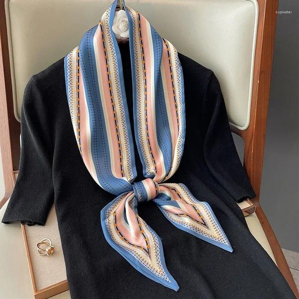 Шарфы дизайн печатный шарф женский галстук для волос gain kerchief long skinny ленты мода голова головы шея шелк атласные шарфы 2024