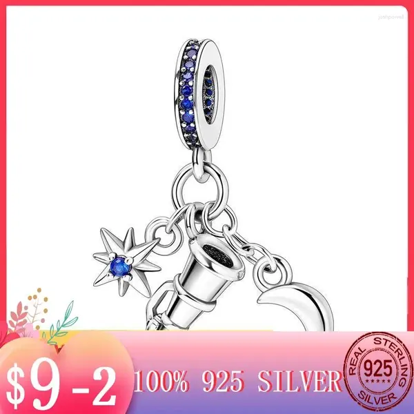 Charms Sparkling Galaxy Moon Star Teleskop Dangle Charm Fit Original Mula Armband Halskette Anhänger Perlen Frauen Silber Farbe Schmuck Schmuck